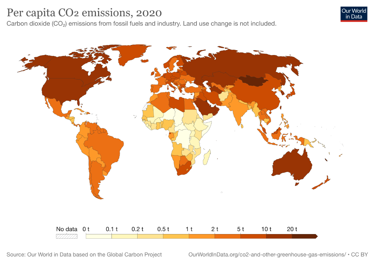Per capita CO2 emissions 2020