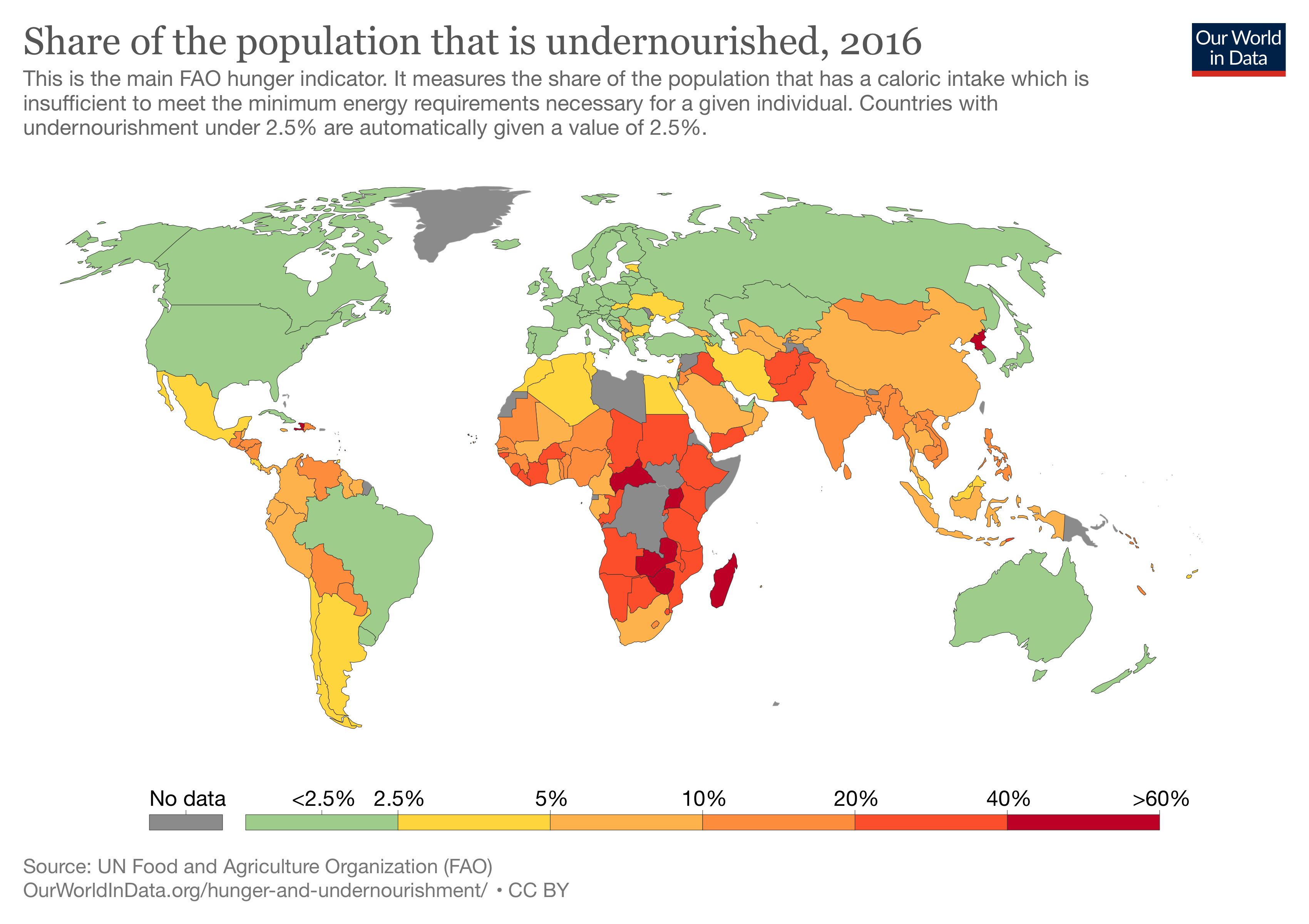 Undernourishment world map 2016